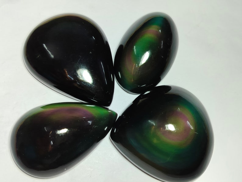 Natural Rainbow Obsidian Gemstone, Designer Rainbow Obsidian Cabochon, Flat back Rainbow Obsidian Loose Stone Rainbow Obsidian Wholesale Lot image 7