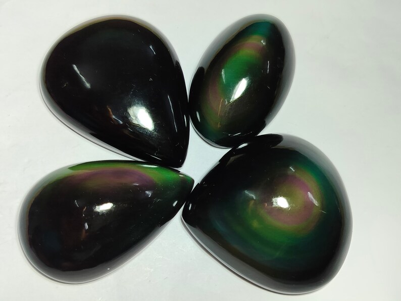 Natural Rainbow Obsidian Gemstone, Designer Rainbow Obsidian Cabochon, Flat back Rainbow Obsidian Loose Stone Rainbow Obsidian Wholesale Lot image 8