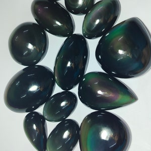 Natural Rainbow Obsidian Gemstone, Designer Rainbow Obsidian Cabochon, Flat back Rainbow Obsidian Loose Stone Rainbow Obsidian Wholesale Lot image 3