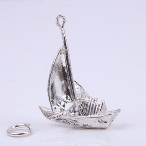 Segelboot Anhänger, traditioneller Anhänger, aus massivem 925er Sterlingsilber, komplett mit Befestigungsglied