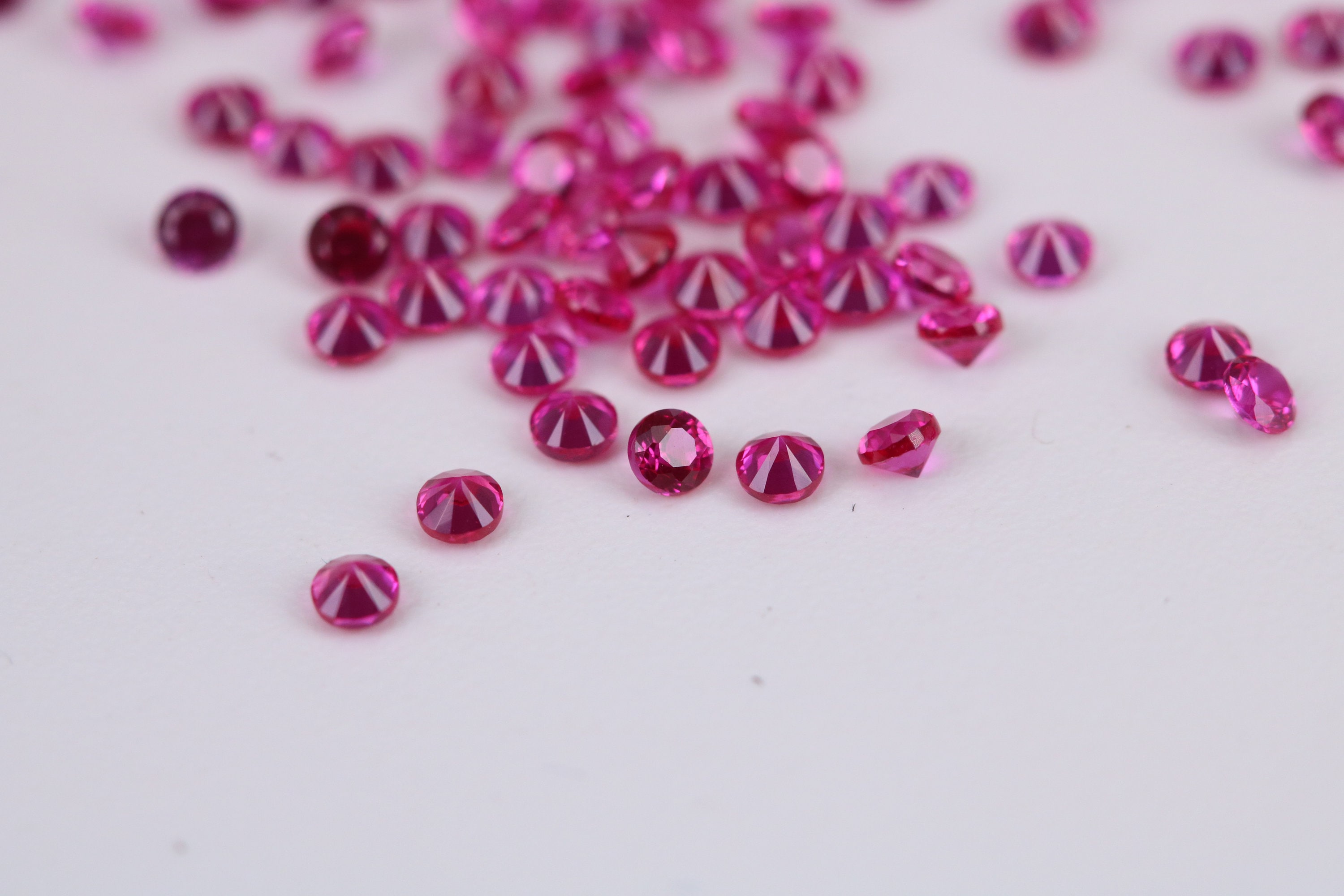 Round Cut AAA Grade Ruby Red Cubic Zirconia, Top Colour and Luster