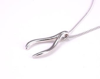 Wishbone Halskette aus massivem Sterling Silber, mit 18 Zoll lange