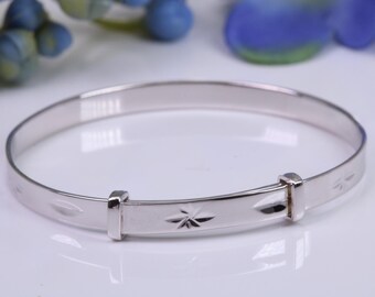 Childs Solid Silver Expanding Bangle - Etsy