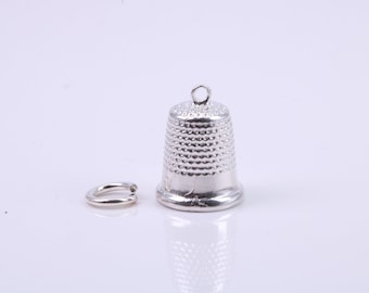 Breloque dé à coudre, breloque traditionnelle, en argent sterling massif de qualité 925, avec lien de fixation