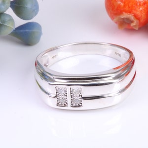 Gents Diamond set Signet Ring, Made from Solid Silver