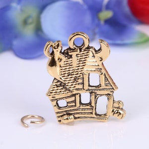 Haunted House Charm, Traditional Charm, Made from Solid Cast Yellow Gold, British Hallmarked