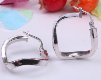 21 mm Long Creole Hoop Earrings Made from 925 Grade Sterling Silver