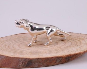 Pointer Dog Miniature Figurine, Made from Cast 925 Grade Sterling Silver with British Hallmark