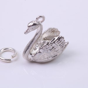 Swan Charm, Traditional Charm, Made from Solid 925 Grade Sterling Silver, Complete with Attachment Link