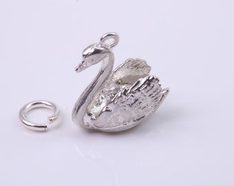 Swan Charm, Traditional Charm, Made from Solid 925 Grade Sterling Silver, Complete with Attachment Link