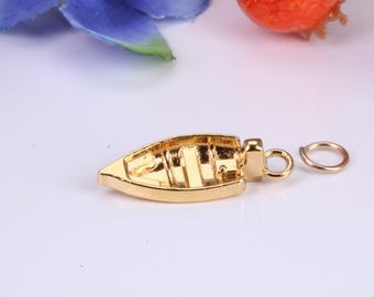Dingy Boat Charm, Made from Solid Cast Yellow Gold, British Hallmarked