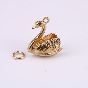 Swan Charm, Traditional Charm, Made From Solid Yellow Gold with British Hallmark, Complete with Attachment Link