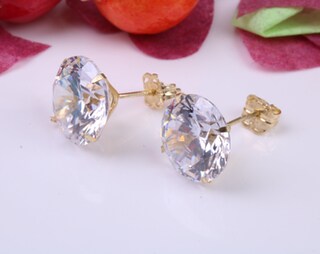 Orecchini Donna Citerna In Oro 9K Con Zirconia Cubica Rotonda – Gioielli Eleganti Con Certificato Di Autenticità E Astuccio Regalo