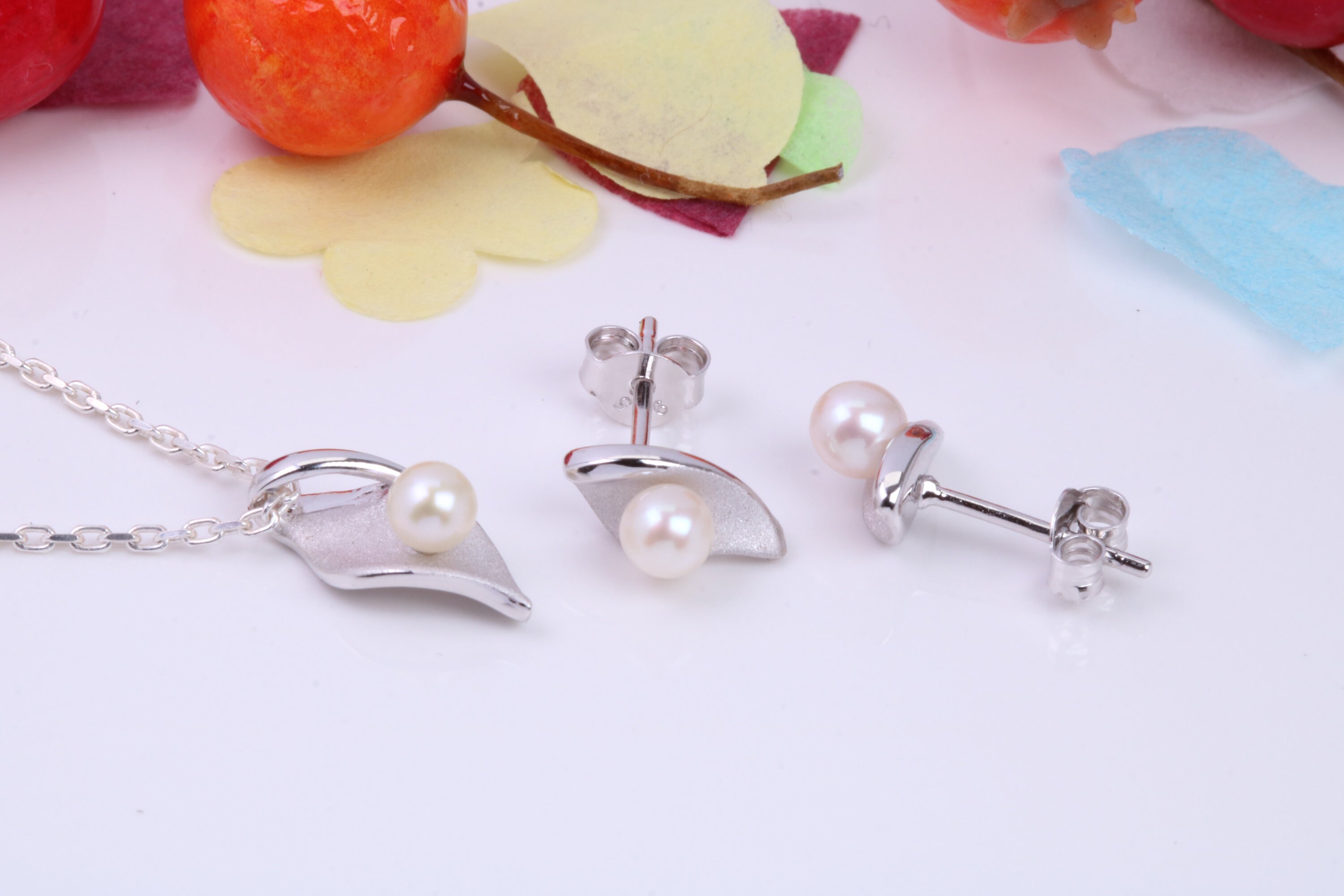 Ensemble De Bijoux En Argent Sterling Et Perles D'eau Douce - Collier, Bracelet, Boucles D'oreilles - Neuf Sans Emballage