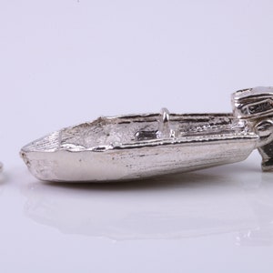 Schnellboot Anhänger, Traditioneller Anhänger, aus massivem 925er Sterlingsilber, komplett mit Befestigungsglied