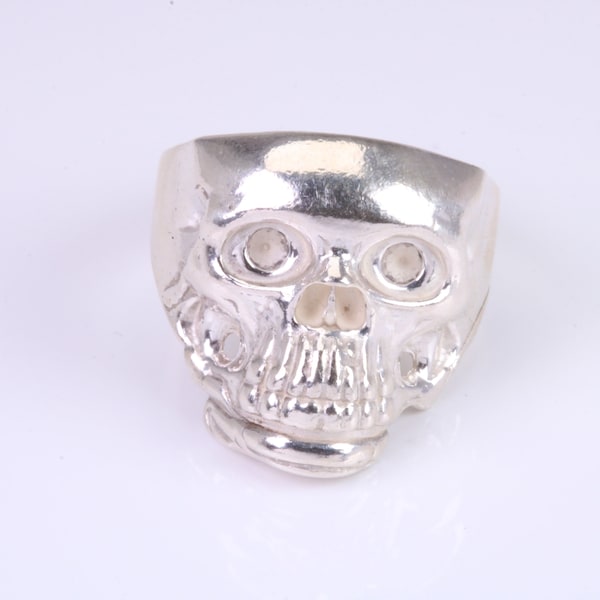 Large and heavy Skull ring, made from solid cast silver, British Hallmarked