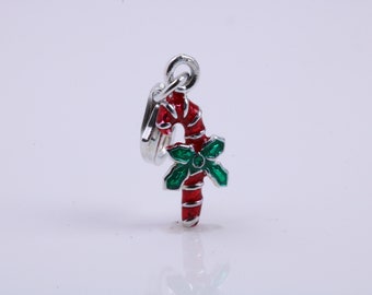 Christmas Candy Charm, Traditional Charm, Made from Solid 925 Grade Sterling Silver, Complete with Attachment Link