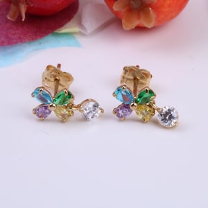 Tropfen C Z Set Ohrstecker aus 9ct Gelbgold