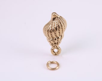 Sea Shell Charm, Made from Solid Cast Yellow Gold, British Hallmarked, Complete with Attachment Link