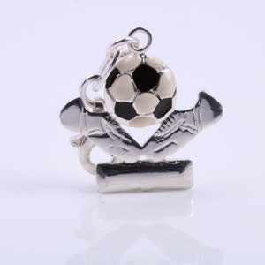 Foot Ball Trophy Charm, Traditional Charm, Made from Solid 925 Grade Sterling Silver, Complete with Attachment Link