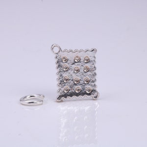 Cracker Biscuit Charm, Traditional Charm, Made from Solid 925 Grade Sterling Silver, Complete with Attachment Link