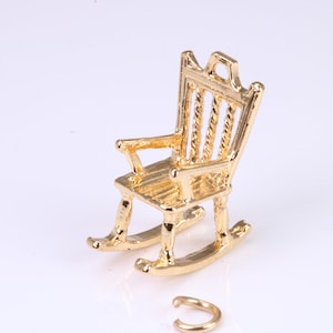 Rocking Chair Charm, Traditional Charm, Made from Solid Yellow Gold, British Hallmarked, Complete with Attachment Link