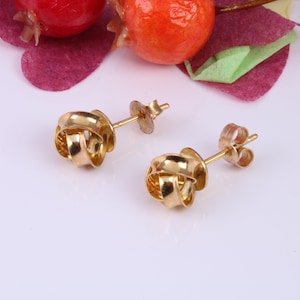 8 mm Round Knotted Stud Earrings Made from Solid 9ct Yellow Gold