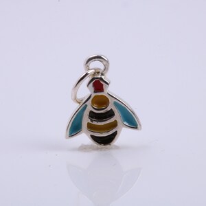Bumble Bee Charm, Traditional Charm, Made from Solid 925 Grade Sterling Silver, Complete with Attachment Link