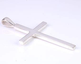 Very Large 50 mm Long Chunky Cross, Made From Solid Cast Silver, Option of Silver Chain, British Hallmarked