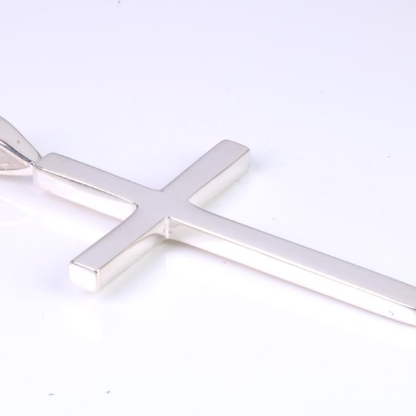 Very Large 50 mm Long Chunky Cross, Made From Solid Cast Silver, Option of Silver Chain, British Hallmarked