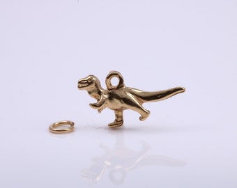 Dinosaur Charm, Traditional Charm, Made from Solid 9ct Yellow Gold, British Hallmarked, Complete with Attachment Link