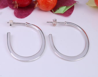 32 mm Long Creole Hoop Earrings Made from 925 Grade Sterling Silver