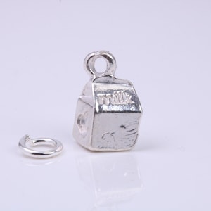 Milk Carton Charm, Traditional Charm, Made from Solid 925 Grade Sterling Silver, Complete with Attachment Link