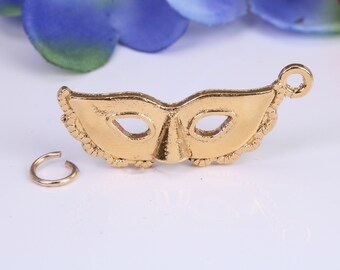 Pantomime Mask Charm, Made from Solid Cast Yellow Gold, British Hallmarked