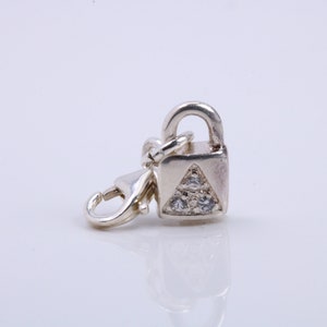 Vorhängeschloss Anhänger, traditioneller Anhänger, aus massivem 925er Sterlingsilber, komplett mit Befestigungsglied