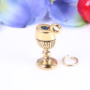 Wine Goblet Charm, Traditional Charm, Made from Solid Cast Yellow Gold, British Hallmarked