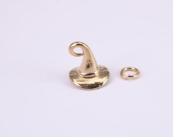 Wizards Hat Charm, Traditional Charm, Made from Solid Yellow Gold, British Hallmarked, Complete with Attachment Link