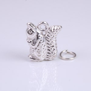 Squirrel Charm, Traditional Charm, Made from Solid 925 Grade Sterling Silver, Complete with Attachment Link