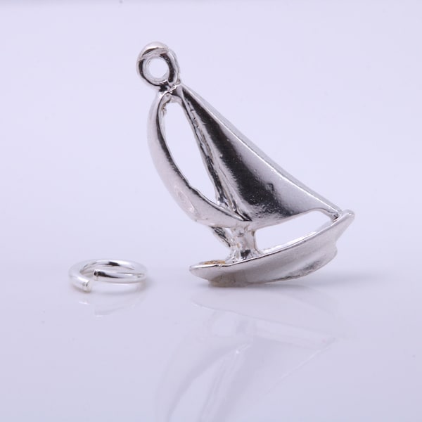 Sailing Dingy Charm, Traditional Charm, Made from Solid 925 Grade Sterling Silver, Complete with Attachment Link