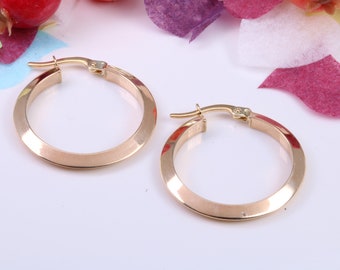 Pendientes criollos de aro redondo de 20 mm hechos de oro amarillo de 9ct