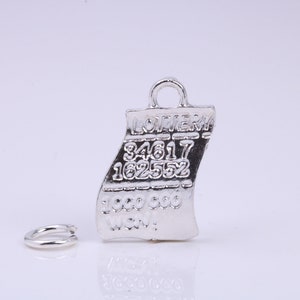 Gewinner LottoSchein Charm, traditioneller Charm, hergestellt aus massivem 925 Sterling Silber, Komplett mit Befestigungsglied