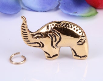 African Elephant Charm, Traditional Charm, Made from Solid Cast Yellow Gold, British Hallmarked