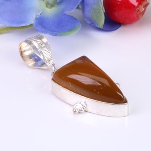 Large Brown Agate Pendant set in Sterling Sterling Silver