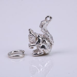 Squirrel Charm, Traditional Charm, Made from Solid 925 Grade Sterling Silver, Complete with Attachment Link