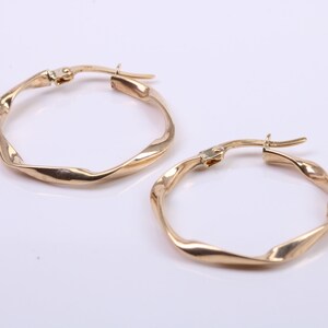24 mm Round Hoop Creole Earrings Made from 9ct Yellow Gold