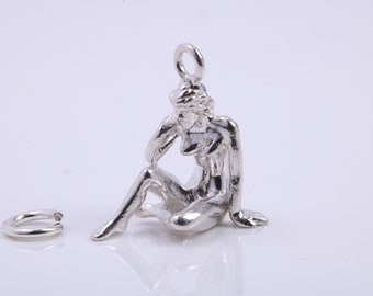 Bedel sterrenbeeld Maagd, traditionele bedel, gemaakt van massief 925 sterlingzilver, compleet met bevestigingslink