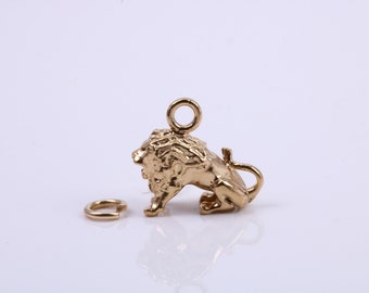 Löwe Sternzeichen Anhänger, Traditioneller Anhänger aus massivem Gelbgold 9 Karat, Britischer Kennzeichen, Komplett mit Verbindungsglied