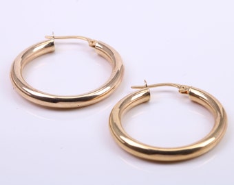 Pendientes Criollo De Aro Redondo De 25 mm Realizados En Oro Amarillo De 9 Ct