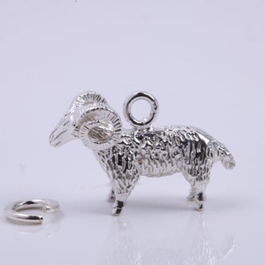Aries Zodiac Sign Charm, Traditional Charm, Made from Solid 925 Grade Sterling Silver, Complete with Attachment Link