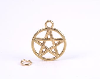 14K Gold Pentagram Pendant, Made from Solid 14K Yellow Gold with British Hallmark